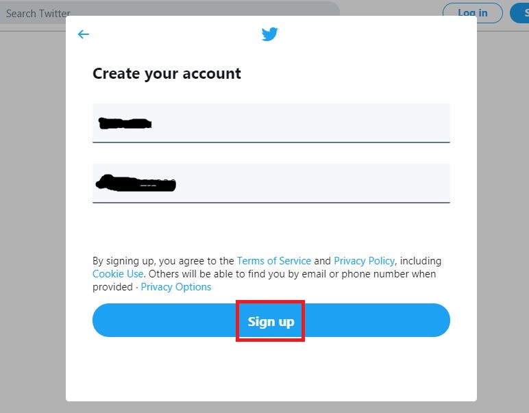 How to Create Twitter Account step3
