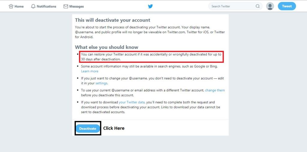 How to Delete Twitter Account Step 5