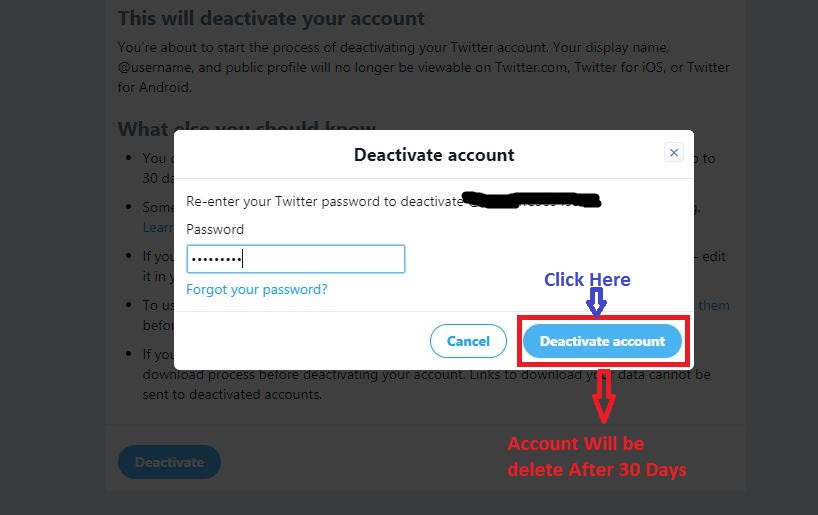 How to Delete Twitter Account Step 6